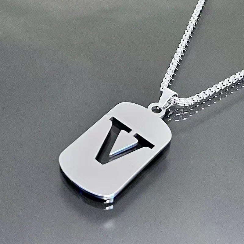 26-Letter English Alphabet Necklace Titanium Steel Necklace Male And Female Student Couple Clothing Accessories Niche Design Simple And Versatile - Image 1